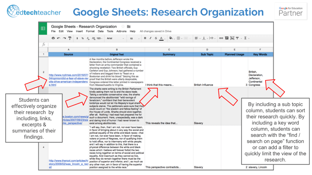 Google Sheets in the Classroom Research
